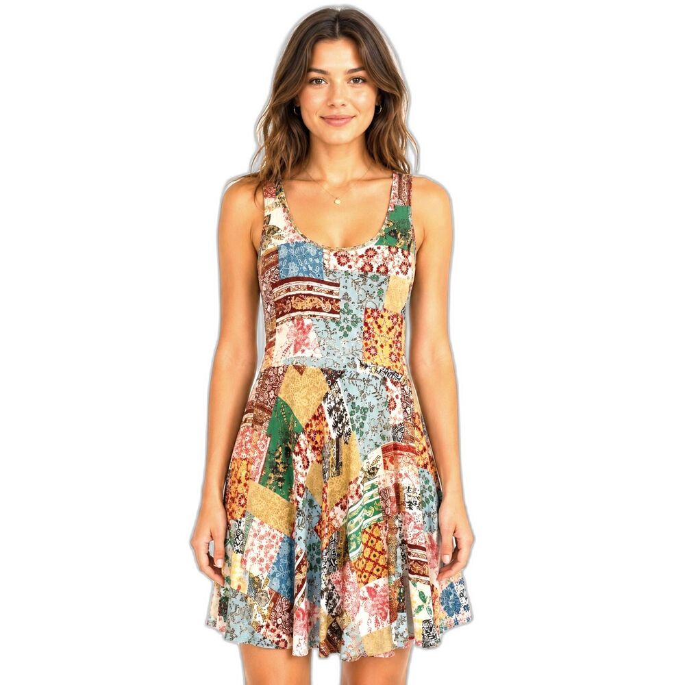 American Rag Cie Patchwork Boho Tank Dress Womens Small Sleeveless Festival